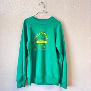 Vintage 1989 green Belleville IL crewneck pullover sweatshirt zie S
